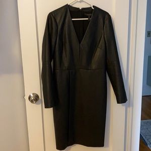 Faux-Leather Shift Dress
